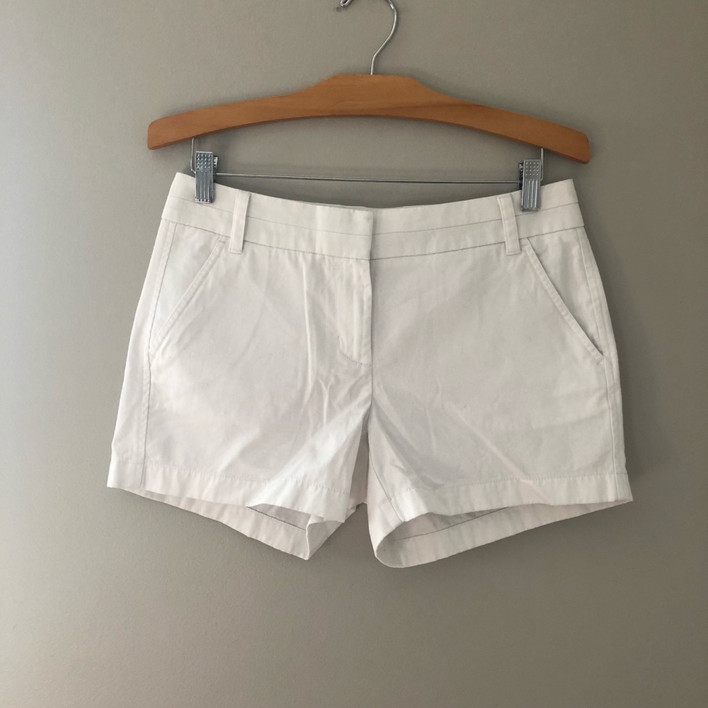 J. Crew 4” white chino shorts